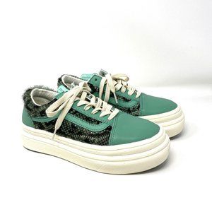 Vans rare Cush Platform Old Skool Menthe Leather Sneaker Women Size 8.5